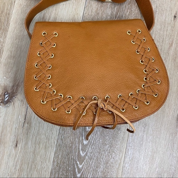 Violetta Saddle Crossbody Mustard Yellow Pebbled Leather Bag - Picture 2 of 16